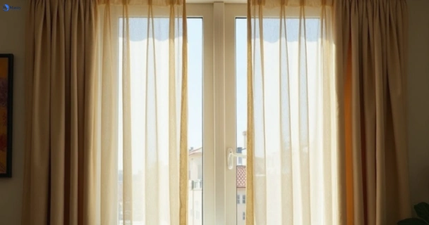 Dull dusty drapes in ninderry before professional cleaning